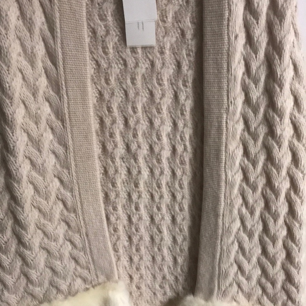 French Connection Beige Fur Cardigan Sweater S - Picture 3 of 6